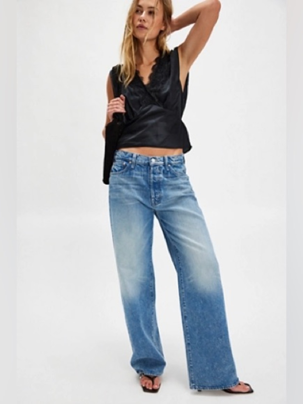 MOTHER Superior The Dodger Sneak Jeans Wipeout Medium Wash Size 25 - Picture 11 of 12
